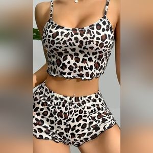 Leopard 2PC Pajama Outfit XLarge New Sexy Casual Sleep Set